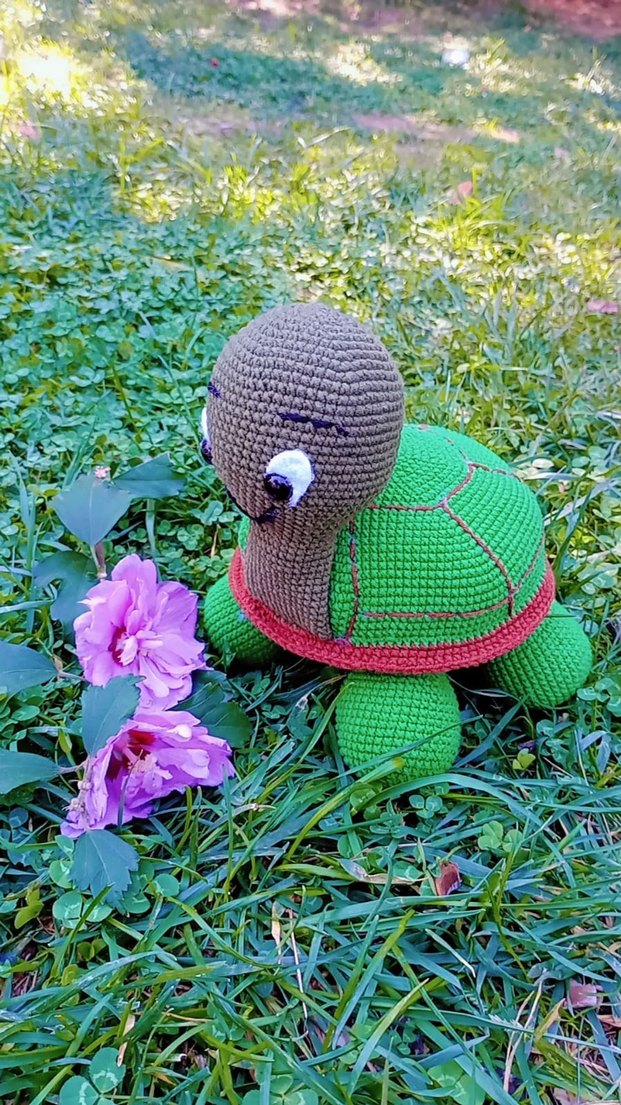 Renkli Yeşil Örgü Kaplumbağa Peluş Oyuncak - Görsel 2