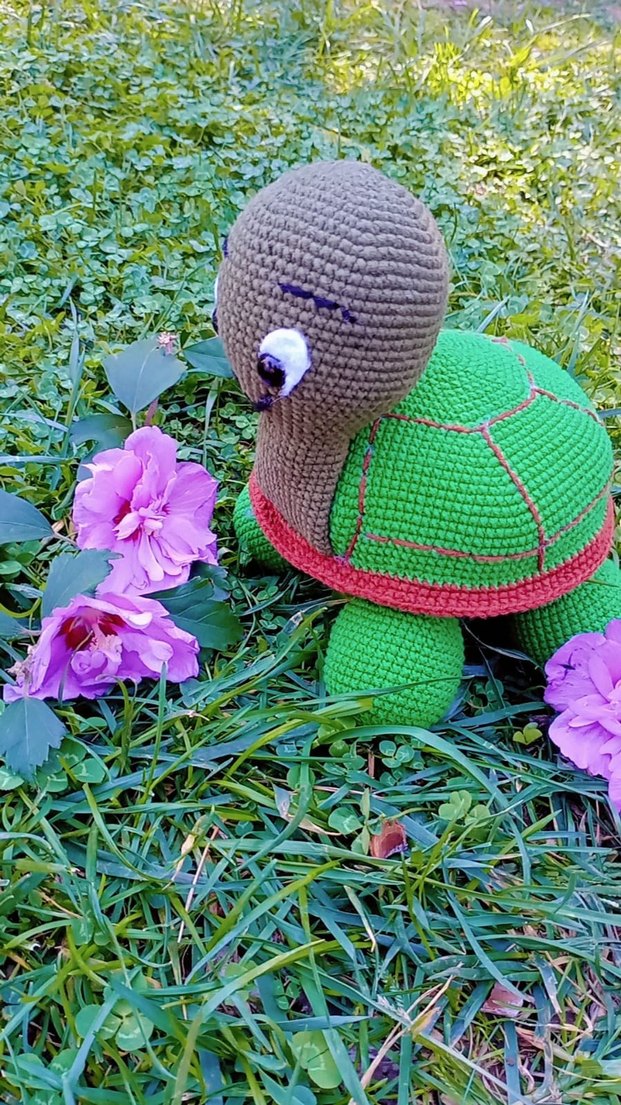 Renkli Yeşil Örgü Kaplumbağa Peluş Oyuncak - Görsel 3