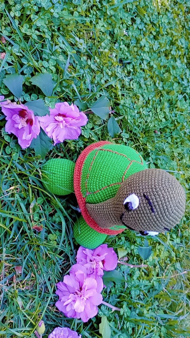 Renkli Yeşil Örgü Kaplumbağa Peluş Oyuncak - Görsel 4