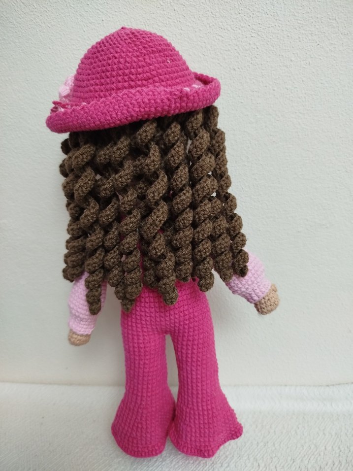 Pembe Örgü Bebek Oyuncak - Görsel 4