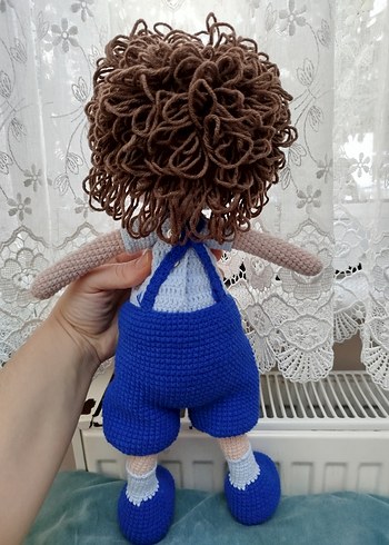 Mavi Tulumlu Örgü Bebek - Görsel 8