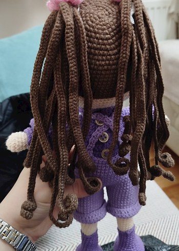 Renkli Mor Örgü Bebek - Görsel 3