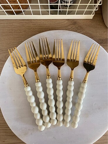 İncili Gold Yemek Çatalı 6lı