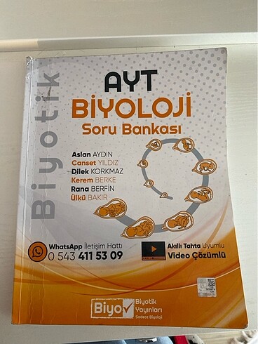 Biyotik yayınları ayt biyoloji test kitabı