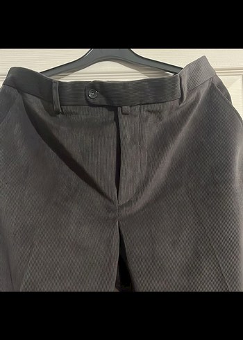 Koyu gri fitilli kadife Erkek Pantolon - Görsel 7