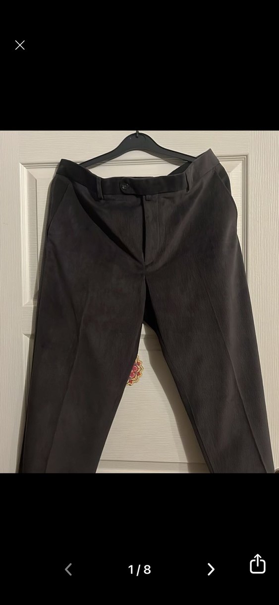Koyu gri fitilli kadife Erkek Pantolon - Görsel 3
