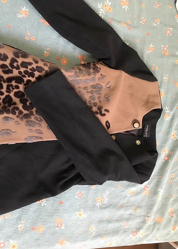 diğer Beden kahverengi Renk Kürklü Detaylı Leopar Desenli Kaban
