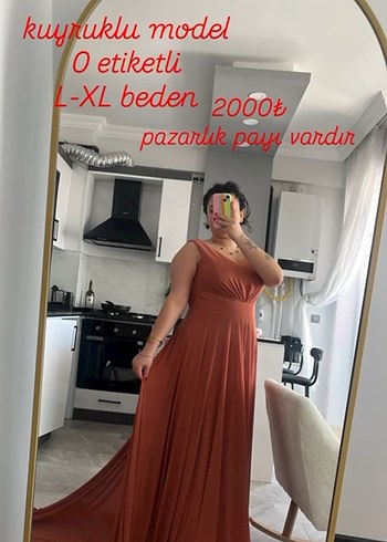 Diğer Bej V Yaka uzu Saten Elbise