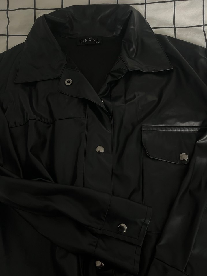 Siyah Deri Kadın Ceket - Görsel 3