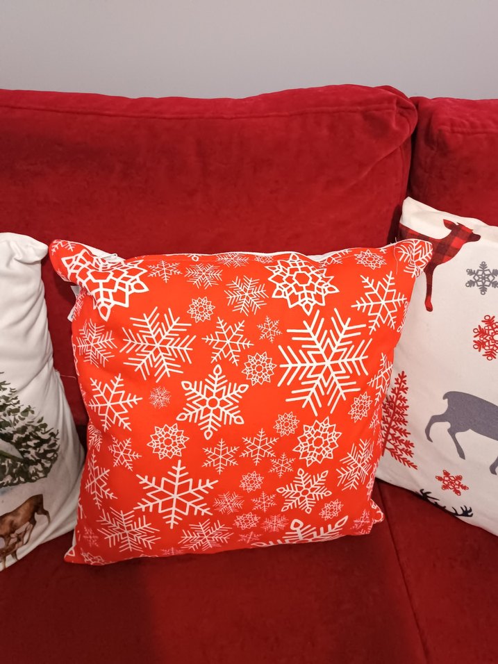 Renkli Baskılı Kırmızı Dekoratif Yastık - Görsel 2