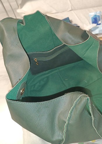 Kadın Yeşil yumuşak deri Çanta - Görsel 8