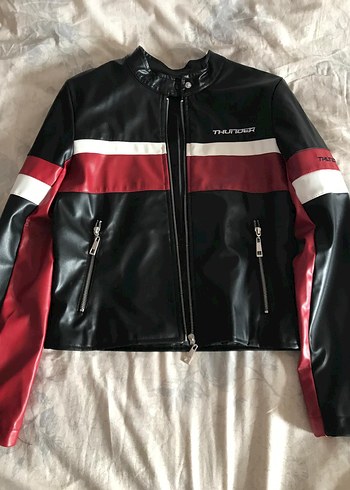 Trendyol & Milla Kırmızı Siyah Kadın Deri Biker Ceket