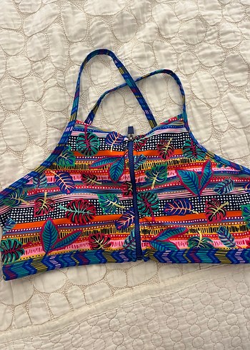 40 Beden Renkli Fermuarlı Kadın Bikini Üstü