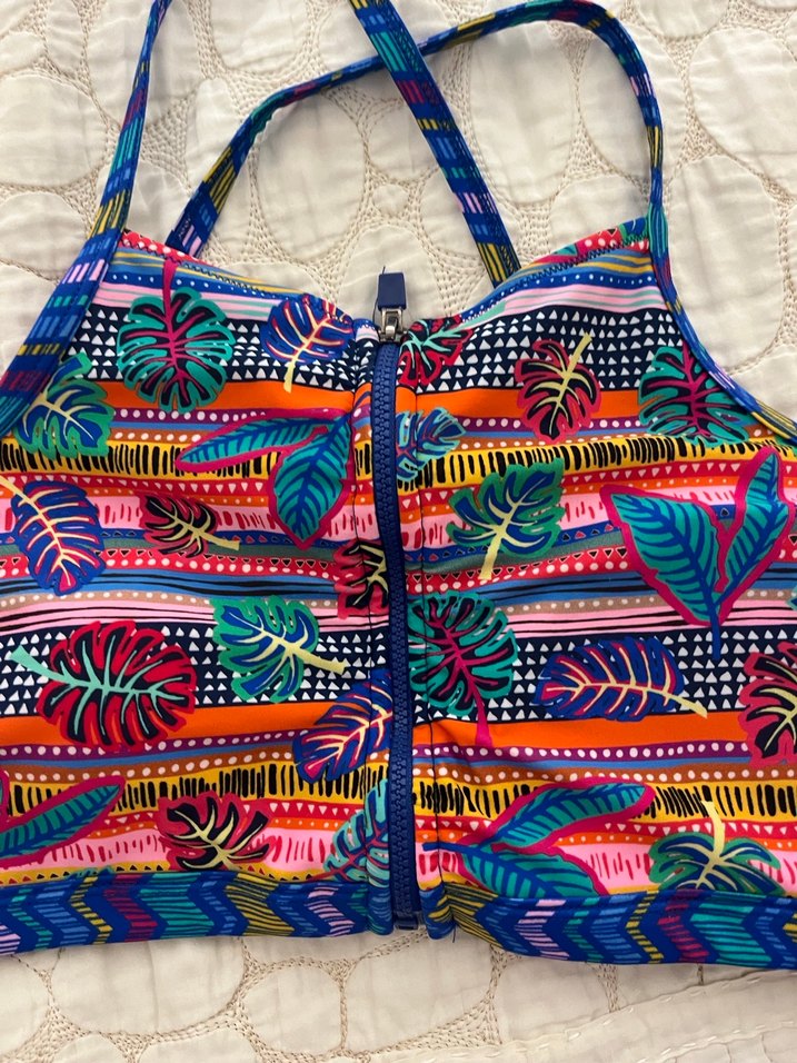 Renkli Fermuarlı Kadın Bikini Üstü - Görsel 3