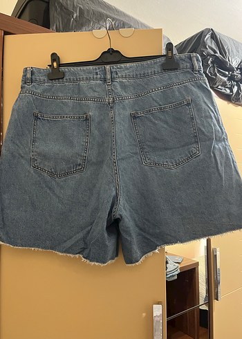 Kadın Mavi Kot Şort Bol Kesim Mini - Görsel 5