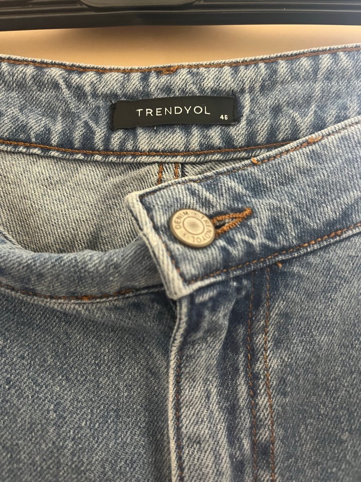 Kadın Mavi Kot Şort Bol Kesim Mini - Görsel 3