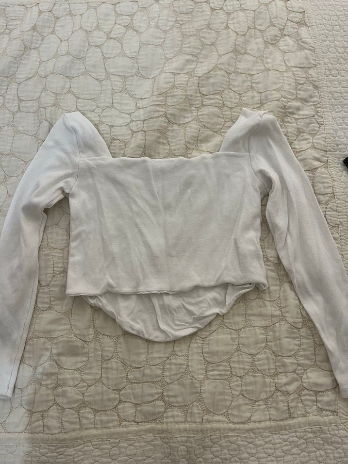 Uzun Kollu Beyaz  Bluz - Görsel 4