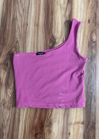 Mor Tek Omuzlu Crop Top