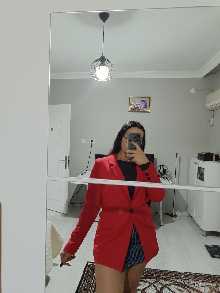 Kırmızı Blazer Ceket - Görsel 3