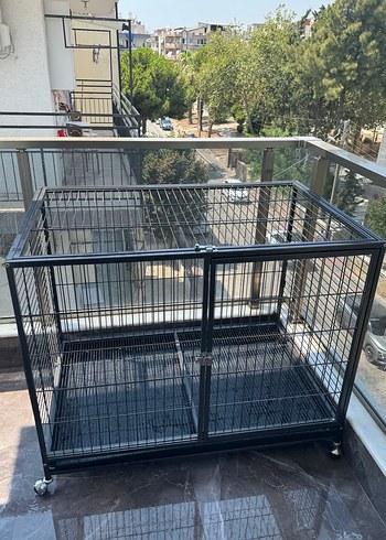 Tekerlekli Gri Metal Köpek Kafesi - Görsel 4