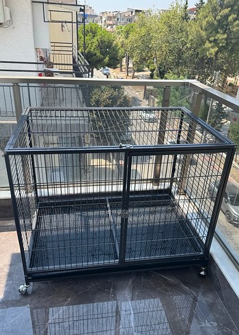 Tekerlekli Gri Metal Köpek Kafesi - Görsel 7