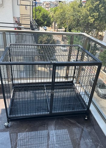 Tekerlekli Gri Metal Köpek Kafesi - Görsel 8