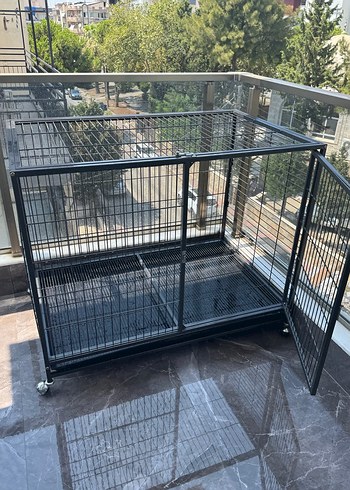 Tekerlekli Gri Metal Köpek Kafesi - Görsel 9