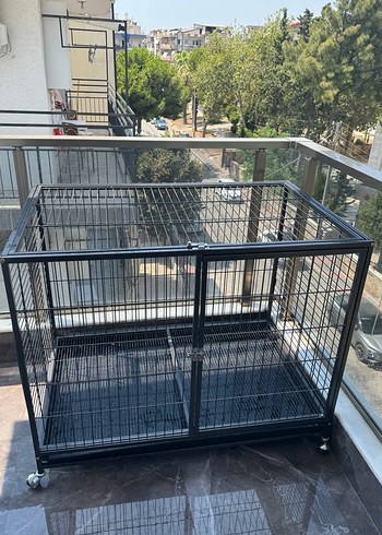 Tekerlekli Gri Metal Köpek Kafesi - Görsel 6