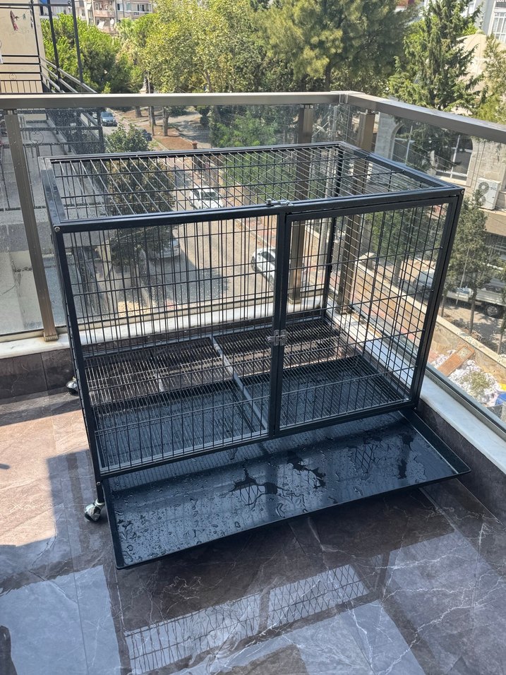 Tekerlekli Gri Metal Köpek Kafesi - Görsel 2