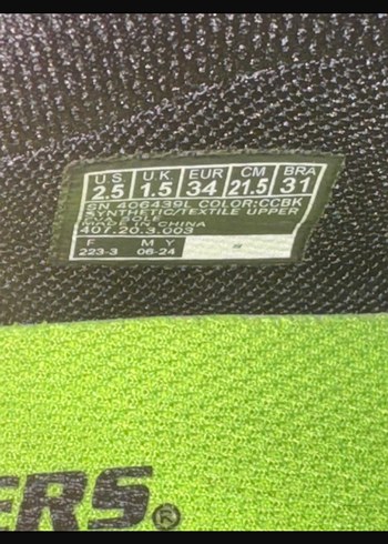 Siyah renk yeşil bağcıklı  Erkek Çocuk Spor Ayakkabı - Görsel 5