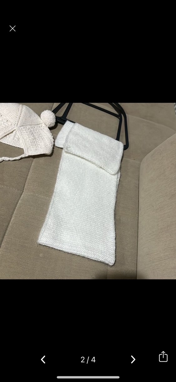 Beyaz Örgü Çocuk Bere ve Atkı Seti - Görsel 3