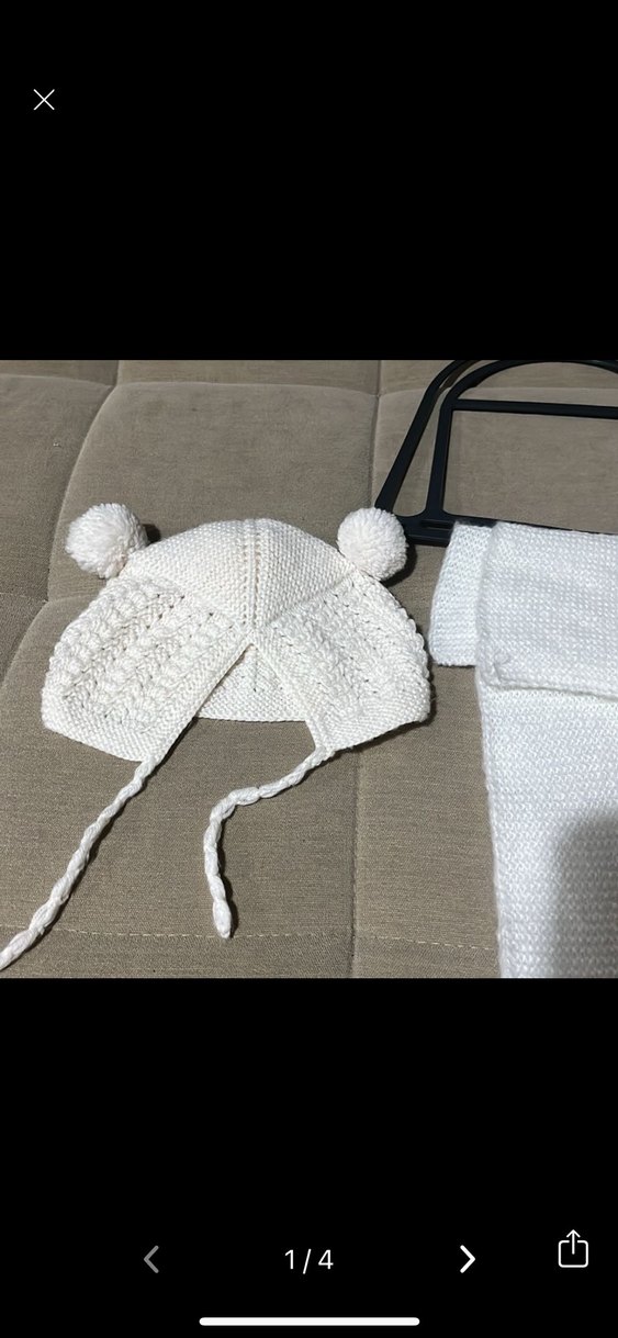 Beyaz Örgü Çocuk Bere ve Atkı Seti - Görsel 2