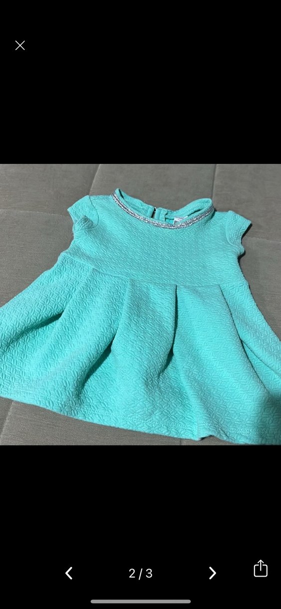 Turkuaz Kız Çocuk Piliseli Elbise - Görsel 2