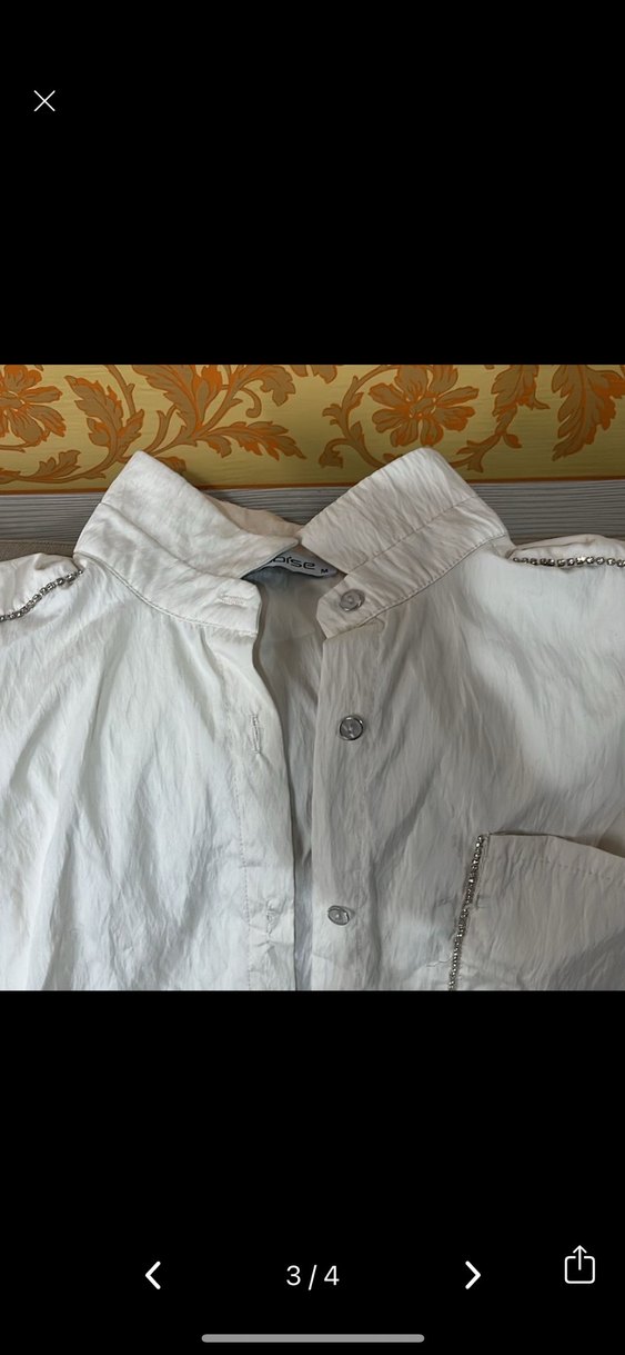 Kadın Beyaz Keten Kısa Kollu Gömlek - Görsel 3