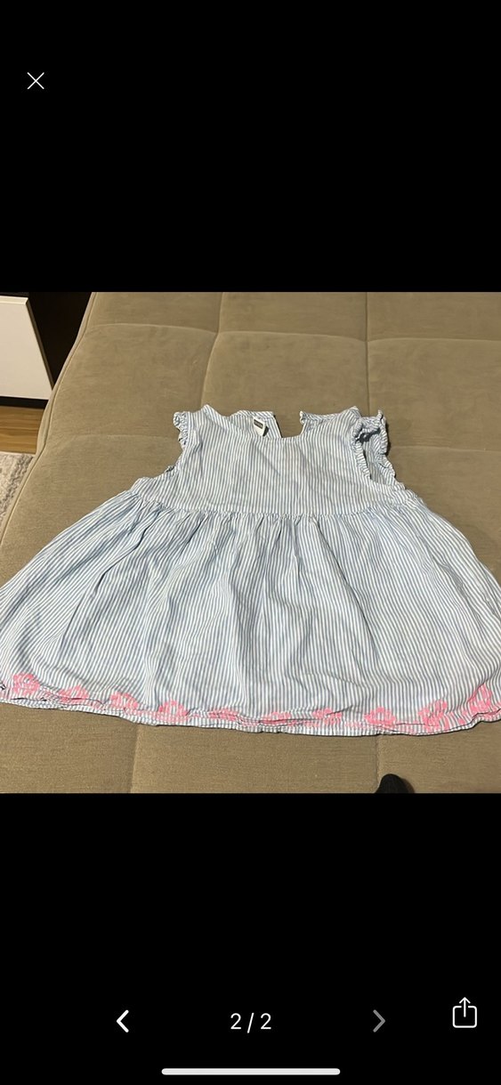 Kız Çocuk Pembe Çizgili Fırfırlı Elbise - Görsel 2