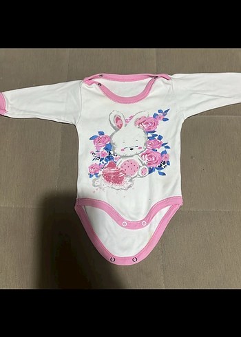 Diğer Dantel Detaylı Uzun Kollu Pembe Kız Bebek Body