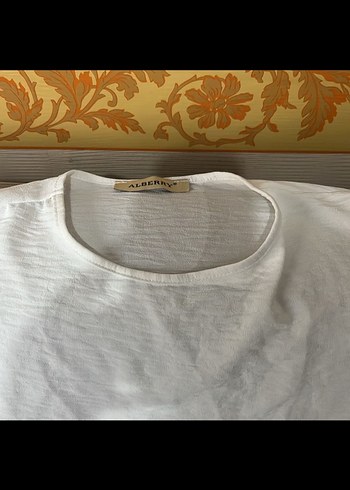 Kadın Keten Kısa Kollu Beyaz T-shirt - Görsel 2