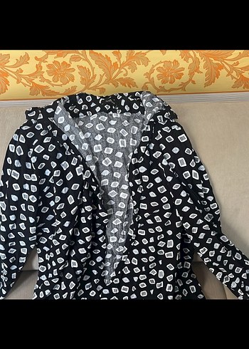 Düğmeli Siyah Desenli Pamuklu Erkek Gömlek - Görsel 3