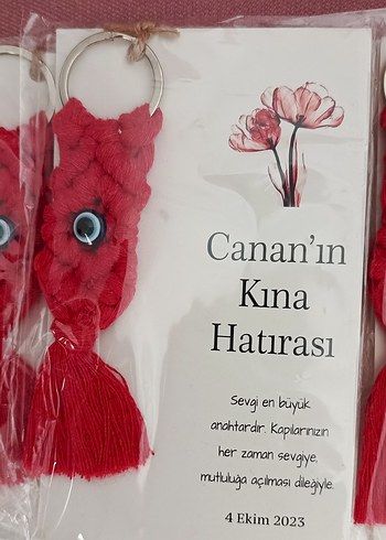 Kına Hatırası Kırmızı makrome Anahtarlık