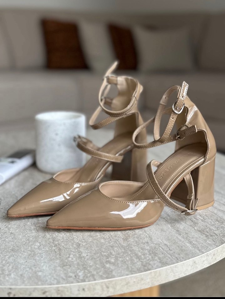 Pelinin ayakkabıları Bej Rugan Tokalı Kadın Topuklu Ayakkabı - Görsel 3