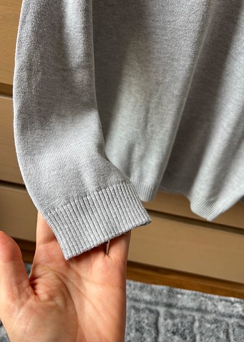 Erkek Gri Bisiklet Yaka Örgü Kazak - Görsel 3