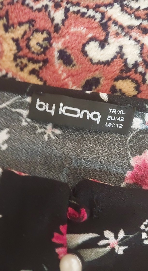 Uzun Kollu Desenli Bohem Elbise 42 beden XL - Görsel 3