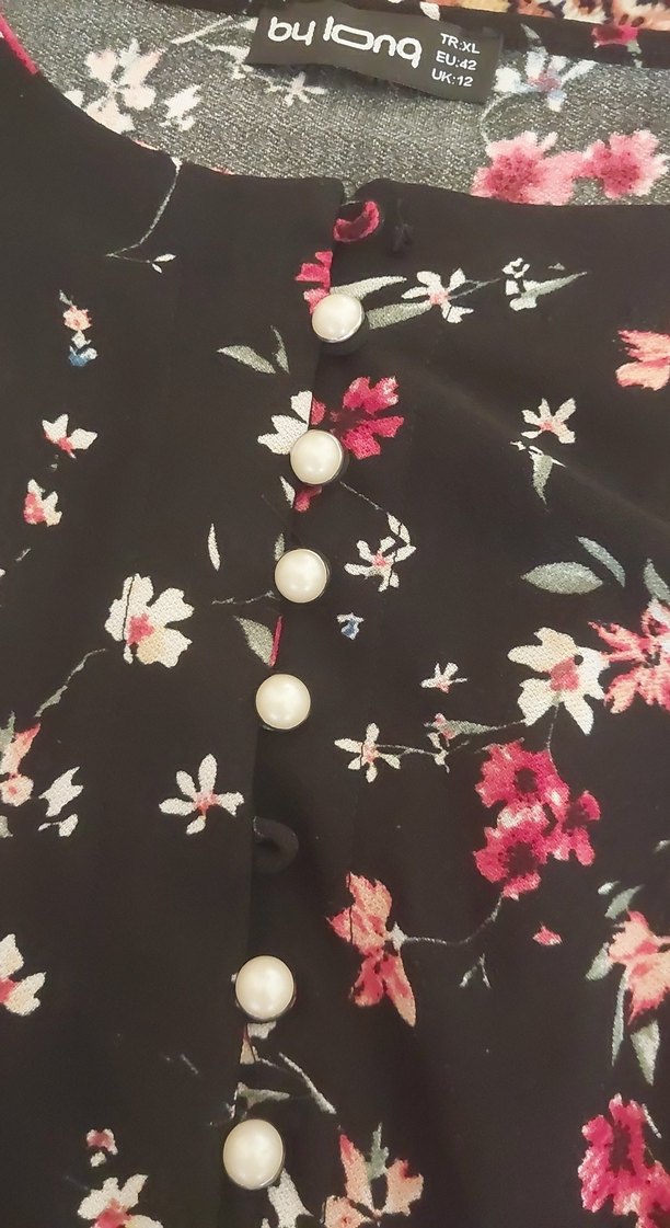 Uzun Kollu Desenli Bohem Elbise 42 beden XL - Görsel 2