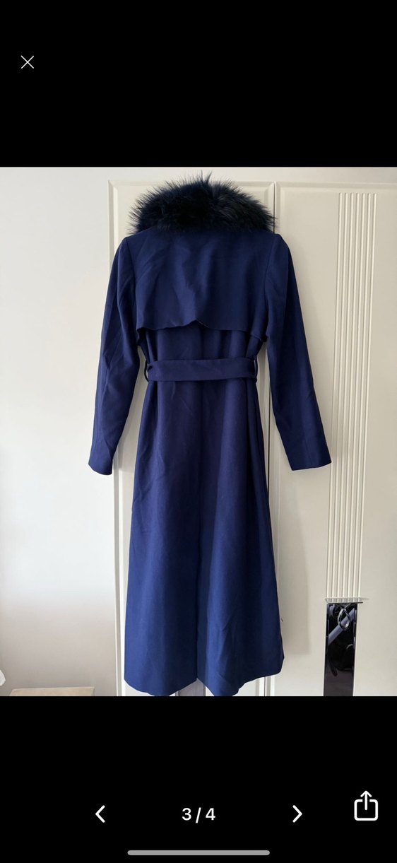 Senna Kürklü Yaka Lacivert Kaban - Görsel 3