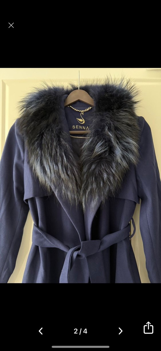 Senna Kürklü Yaka Lacivert Kaban - Görsel 2