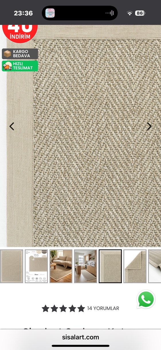 Sisalart marka Bej Sisal Keten Bordürlü - Görsel 4