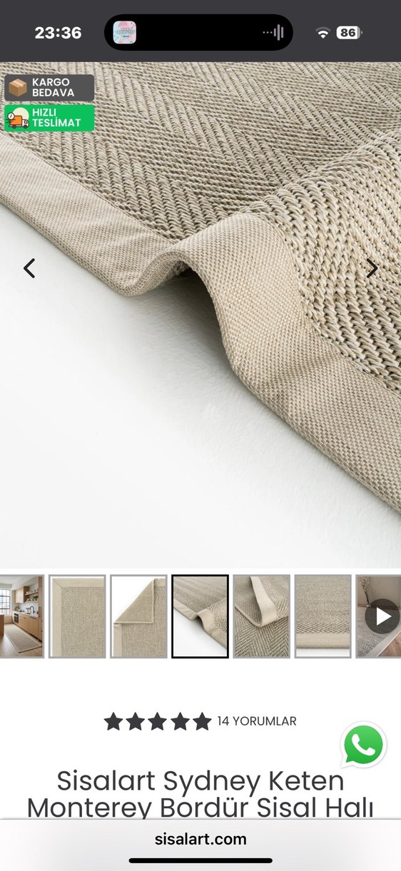 Sisalart marka Bej Sisal Keten Bordürlü - Görsel 2