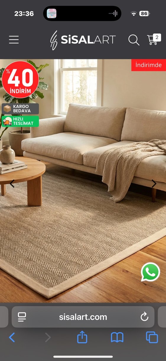 Sisalart marka Bej Sisal Keten Bordürlü - Görsel 5