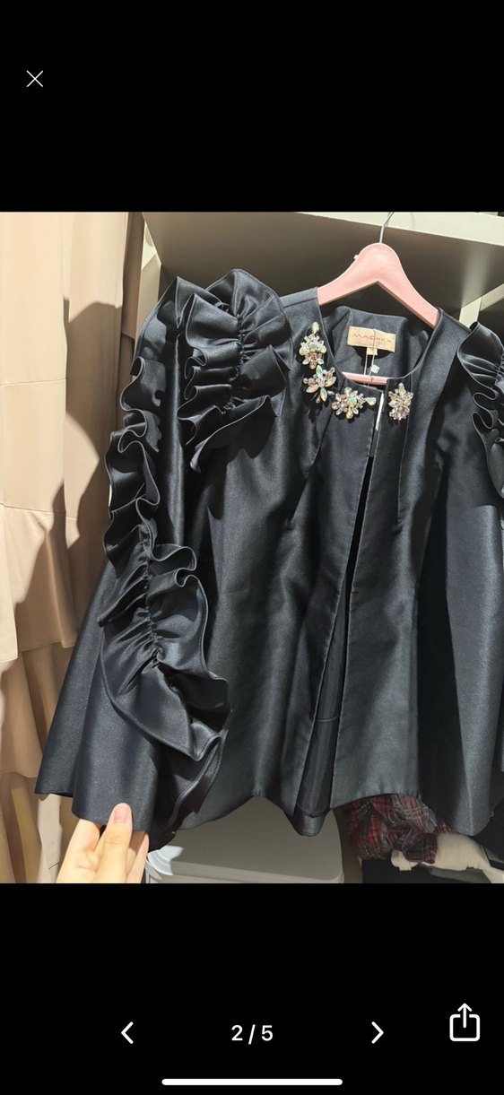 Siyah Mini Fırfırlı Kadın Ceket - Görsel 2