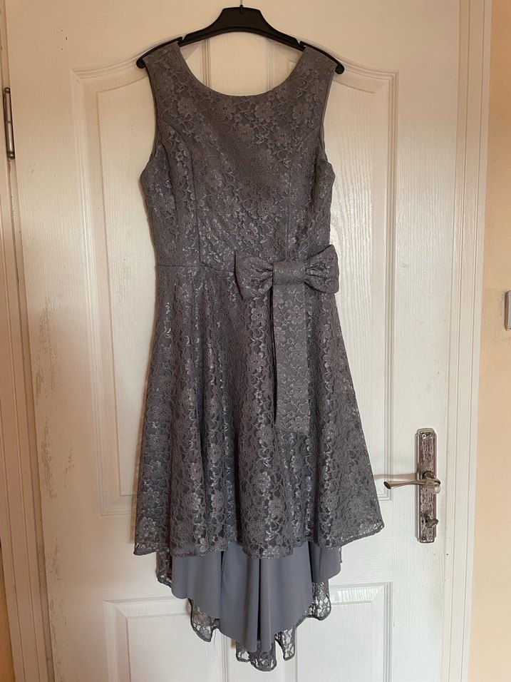 Gri Dantel Detaylı Abiye - Görsel 2